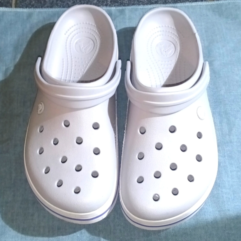 Light Gray & White Men's Crocs Shoes
